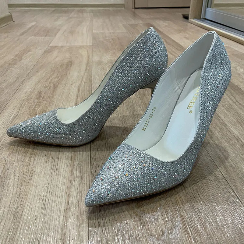 Elbise ayakkabıları kadın 10 cm yüksekte topuklu striptizci bling scarpins pompalar bayan stiletto düğün gelin partisi fetiş kristal rhinestone altın balo ayakkabı 231110