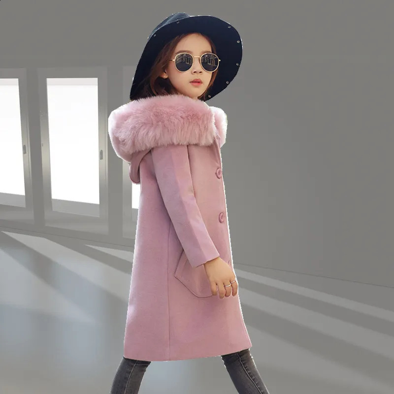 Jackets Children Kids Girl Overcoat Windproof Wool Winter fashion Coat for Teens Girls Jacket Thick Long Outerwear 10 13 14 years 231109