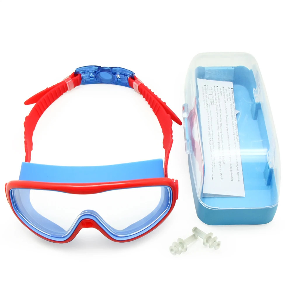 Goggles Kids Swim Goggles Children 3-8y Wide Vision Anti-dimma Anti-UV Snorkling Diving Mask Ear Plugs Outdoor Sports 231109