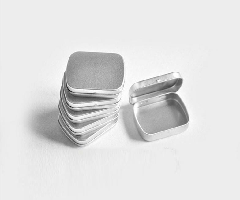 Boîte en fer blanc à charnière de petite taille, 1000 pièces, carrée, argentée, avec scellage, boîte en fer blanc simple SN4360