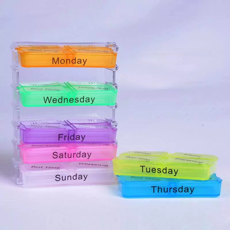 Weekly Daily Plastic Tablet Box Storage 7 Day Tablet Sorter Box Container Case Organizer