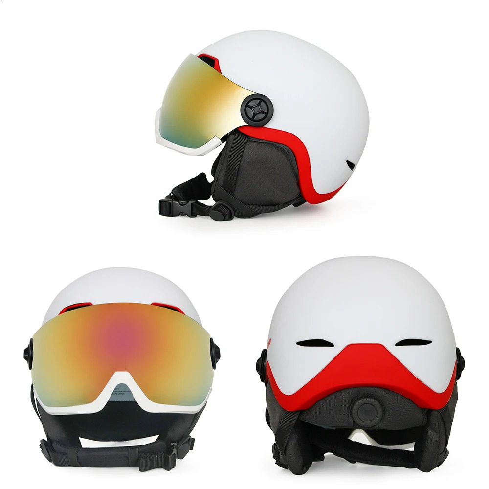 Casques de ski Casque de neige EnzoDate avec bouclier de lunettes intégré Snowboard 2 en 1 et masque détachable coût lentille de vision nocturne 231109