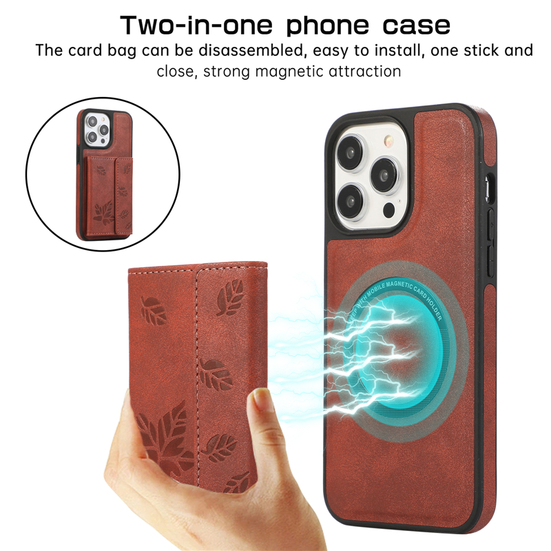 Luxury 2 in 1 Detachable Magnetic Leather Vogue Phone Case for iPhone 15 Plus 14 13 12 Pro Max Sturdy Business Removable Multer Card Slotsウォレットブラケットバックカバー