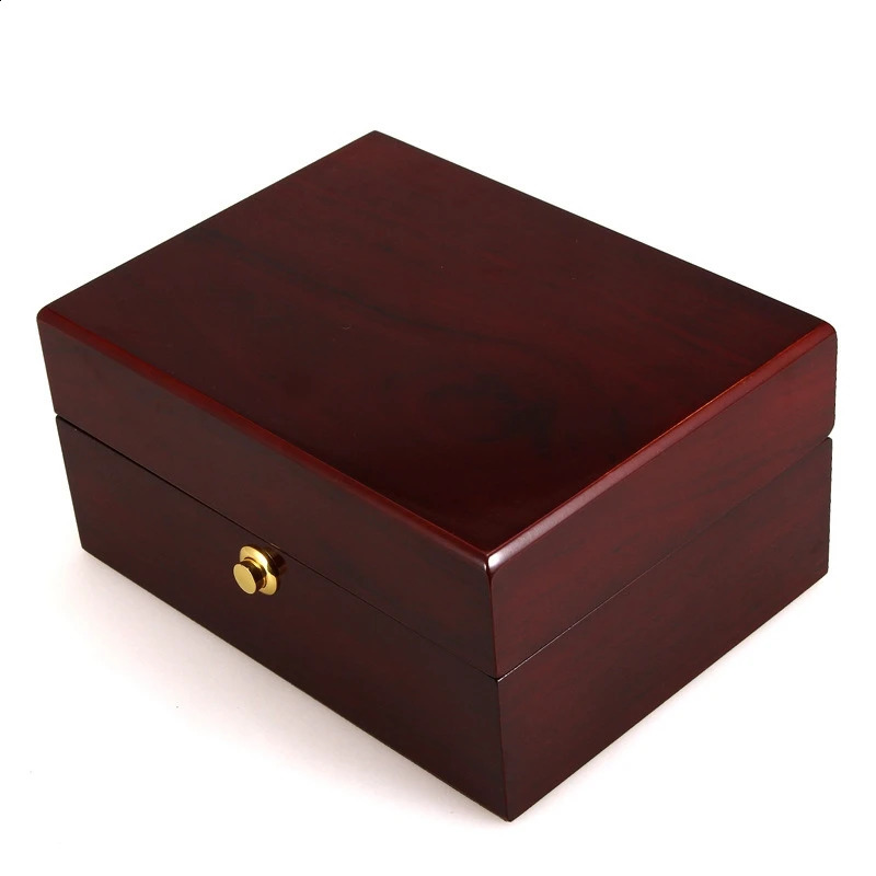 Шкатулки для драгоценностей большого размера, деревянная лакированная глянцевая одинарная коробка для часов с подушкой из искусственной кожи 231109