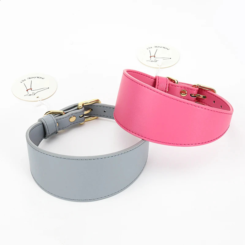 Hundhalsar Leases Pink och Gray Italian Greyhound Collar and Leash Soft Pu Fits Lurcher Whippet Saluki eller någon annan Sighthound Pet -krage 231110