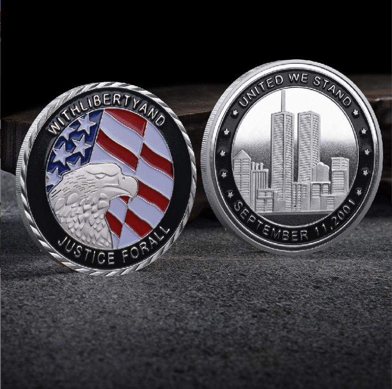 Искусство и ремесла 911 Twin Towers World Trade Center Memoryemorative Coin Позолоченная серебряная монета