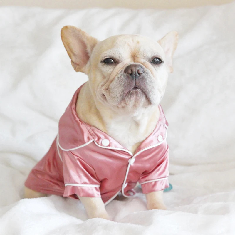 Luxury Pet Dog Pajamas Soft Silk French Bulldog Pajamas Pet Coat Puppy Clothing Stone Puppy Cat Clothing XS-2XL 231109