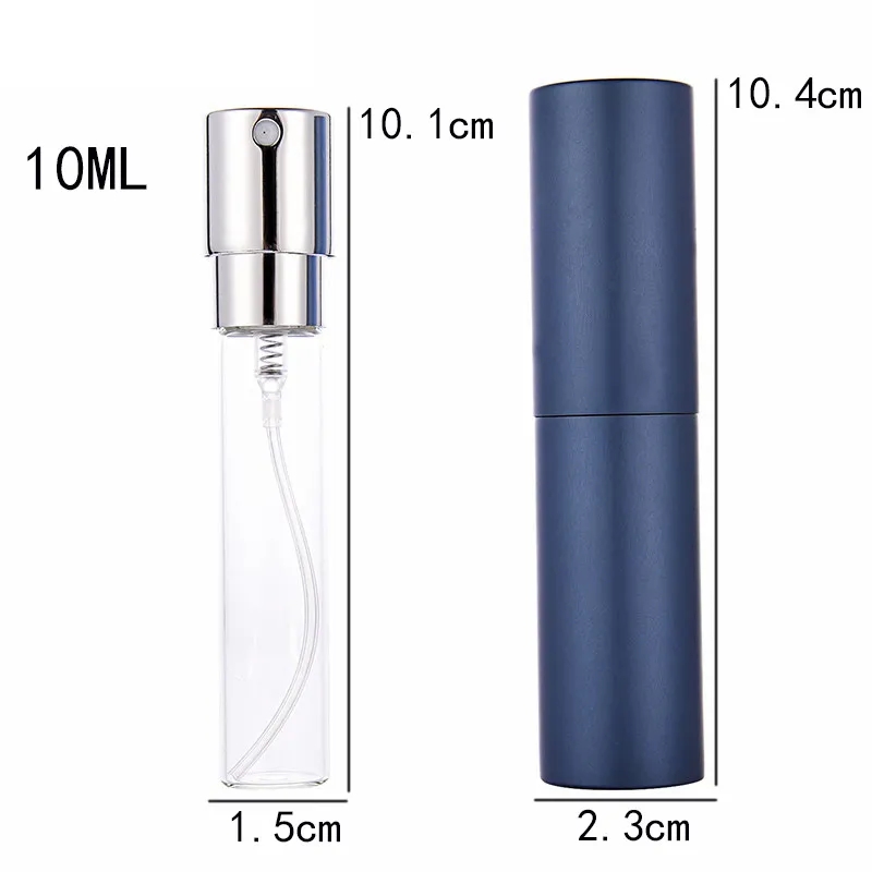 Venta al por mayor, botella de spray rotativa, botellas de perfume portátiles de viaje, botella cosmética de vidrio, contenedor de 10ML