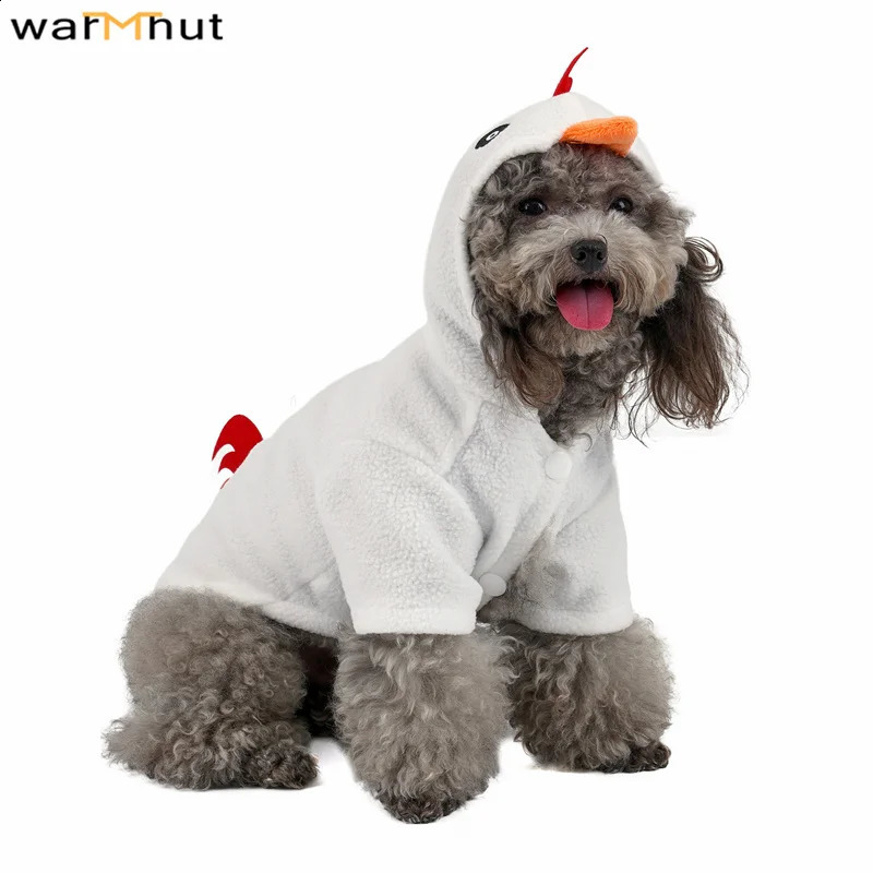 Vêtements pour chiens Warmhut drôle chien poulet costume animal de compagnie Halloween Noël cosplay manteau petit animal de compagnie chat costume polaire à capuche tenues chaudes vêtements 231110