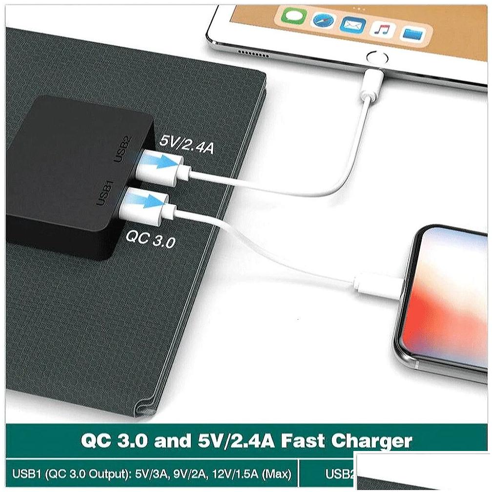 Laddare 40W Solpanel Telefonplattan Laddare Vikväska ETFE 2 USB QC3 0 Snabbladdning Utgång Portabel utomhusvattentät P LTA DHLT9