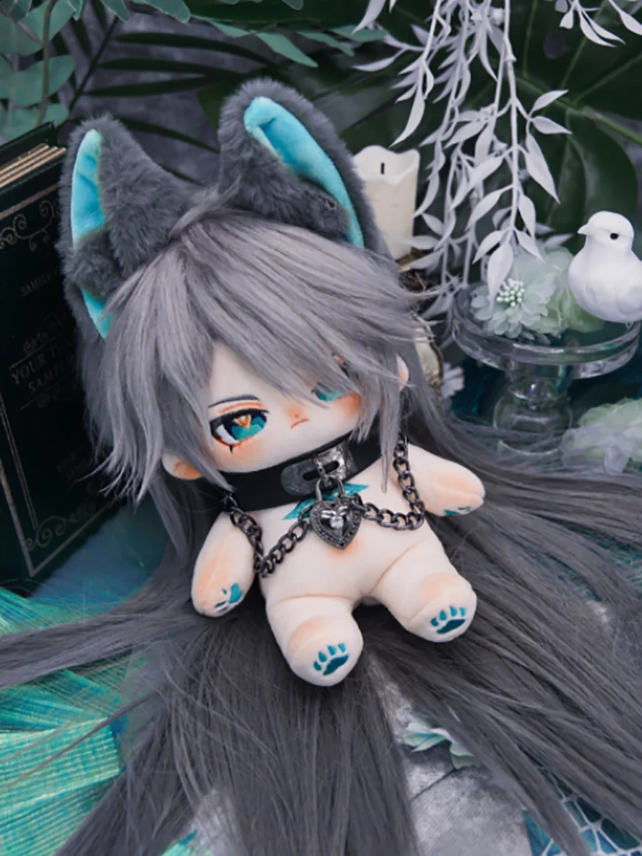 Marionette Genshin Impact Alhaitham 20CM bambola di pezza di cotone a pelo lungo Alhaitham peluche burattino giocattoli bambini animazione adulti da collezione 231109