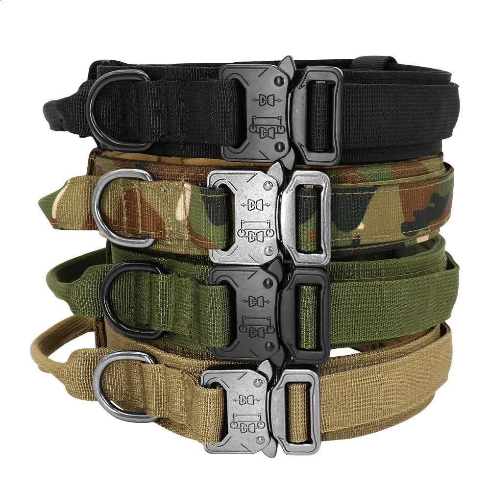 Colliers pour chiens Laisses Collier de chien tactique militaire Camouflage colliers de chien de taille moyenne pour l'entraînement à la marche collier durable pour berger allemand 231110