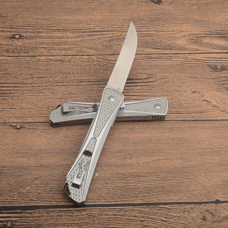 Nowy przylot CR7530 Kieszonkowy nóż kieszonkowy AUS-8 Drop Point Satin Blade 6061-T6 Aluminium Ball łożyska Kulki Szybkie otwarte noże z pudełkiem detalicznym