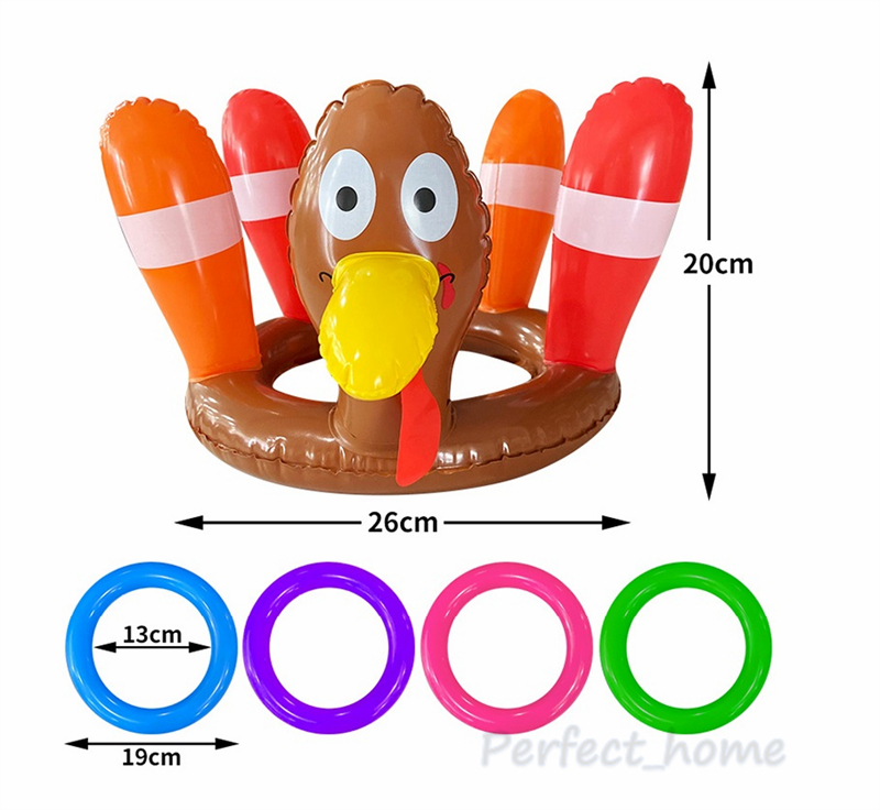 Merry Christmas Inflatable Toy Party Garden Swimming Pool Christmas turkey headgear throwing toy PVC Inflatable circle P137