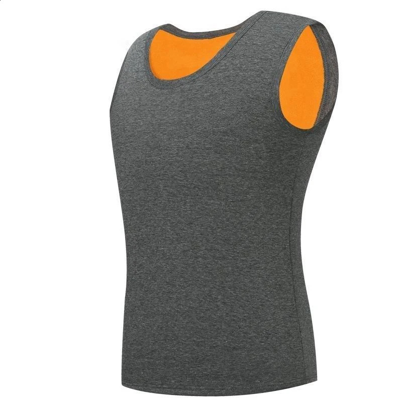 Män s västar Autumn Winter Warm Fleece Tank Top undertröja män fitness ärmlösa förtjockar tees arbete slitage vanlig t -shirt högkvalitativ bomull 231110