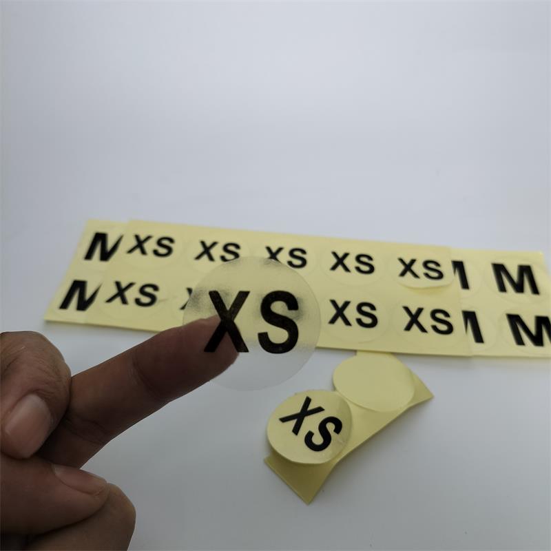 Lijmstickers transparant xxs/xs/s/m/l/xl/xxl/xxxl lijmsticker size label kledingstuk big 3,2 cm daimeters