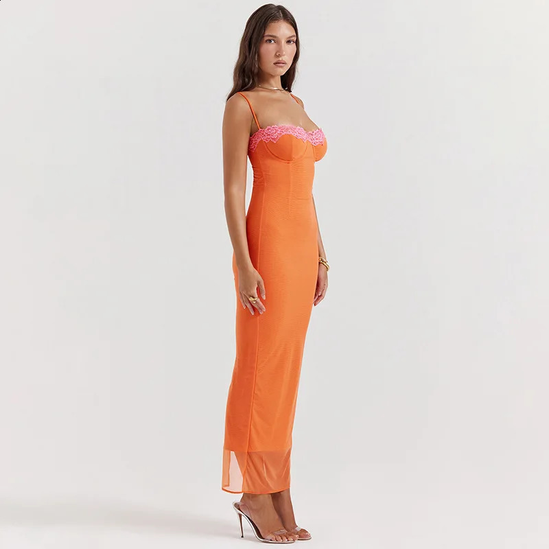 Vestidos casuais básicos 2023 verão renda sutiã dres moda picante menina feriado estilo cinta aberta volta longa 231110