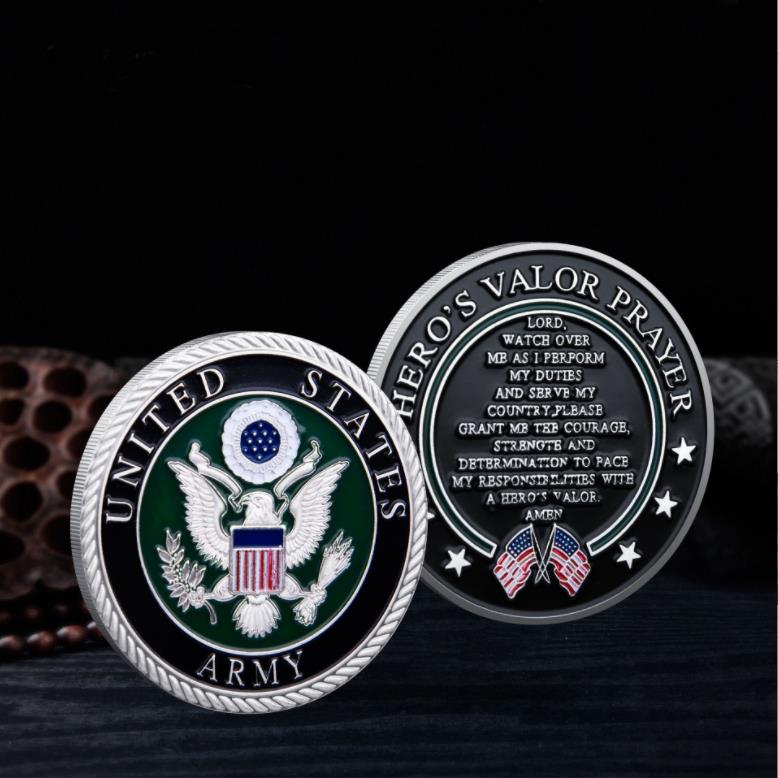 Veterani americani di arti e mestieri dipingono medaglia commemorativa in metallo medaglia commemorativa moneta di preghiera straniera