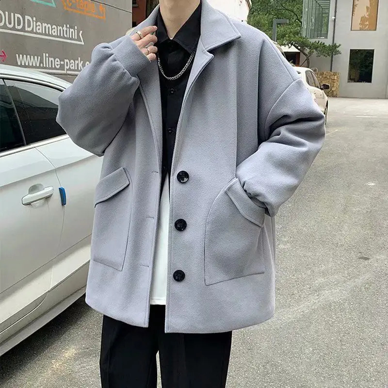 Herenwolmengsels Hoge Japanse wollen jas Heren Trendy merk Herfst Hong Kong-stijl Koreaanse versie Jeugdtrend Knappe veelzijdige trenchcoat 231109