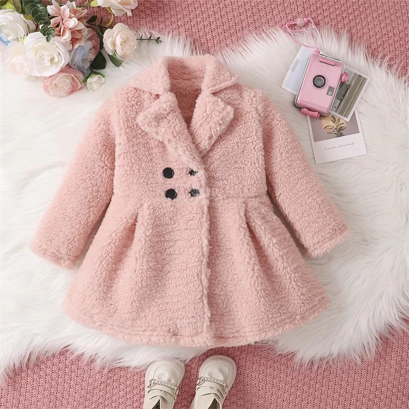 Jackets ma baby 1 6Y Toddler Kids Baby Girls Winter Coat Solid Color Long Sleeve Plush Jacket Children Fall Spring Outwear Clothing D05 231109