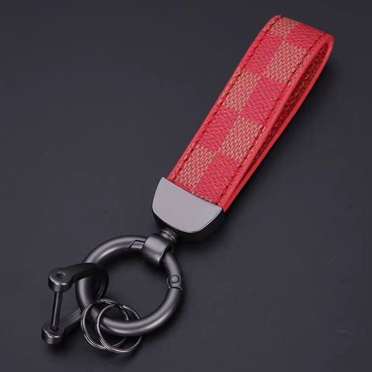 16Style Luxury High Quality Leather Plaid Keychain Classic Exquisite Designer Car Keyring Zinc Alloy Unisex Ranyard Gifte Jewelryアクセサリー