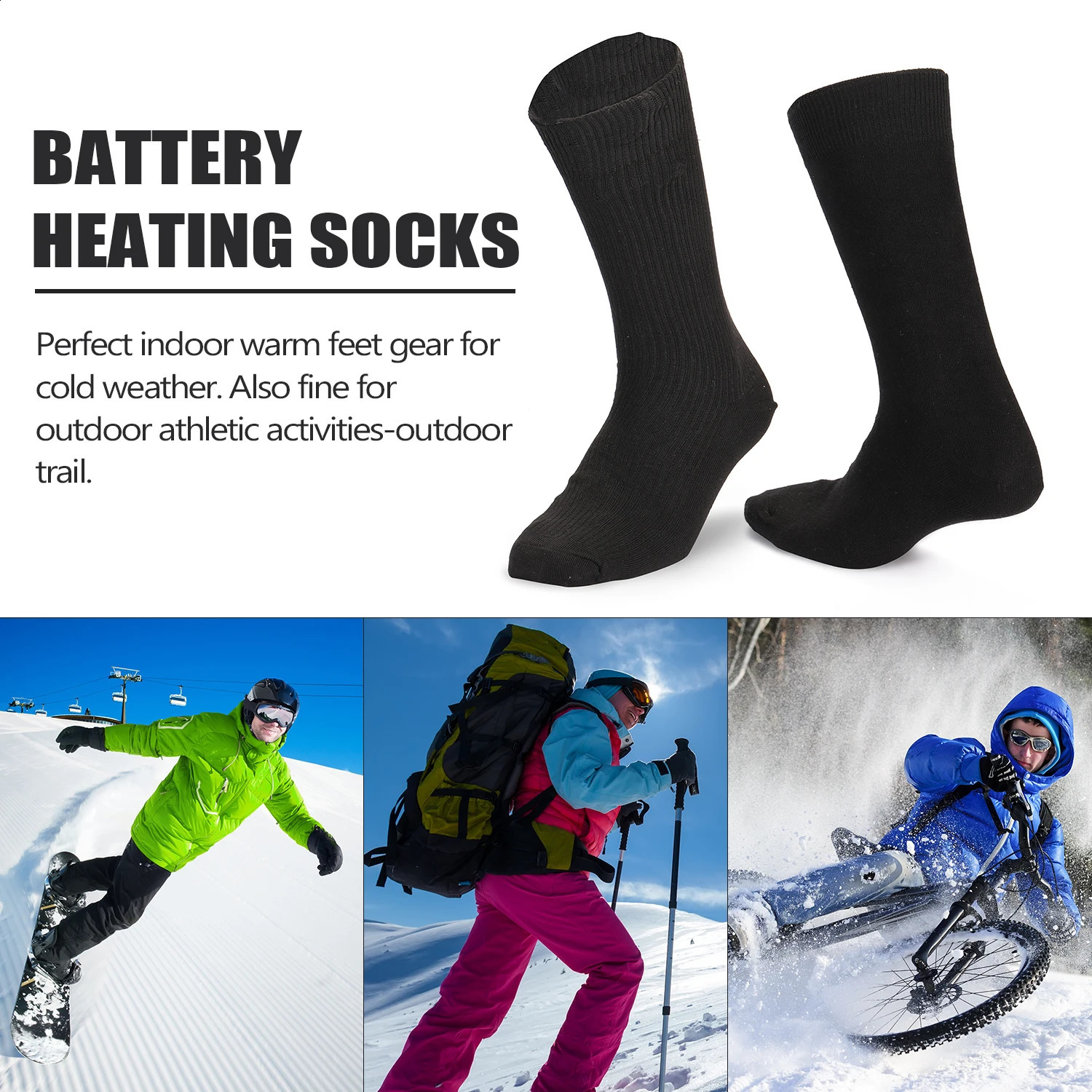 Sports Socks Electric Heated Socks Battery Powered Cold Weather Heat Socks for Men and Women Outdoor Riding Camping Hiking Warm Winter Socks 231109