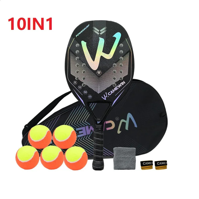 テニスラケットラケットビーチテニスボールを追加3Kフルカーボンファイバーラフな表面テニスラケットカバーバッグ1つのオーバーグルー高品質231109を送信