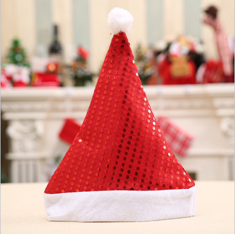 28*36cm Sequin Xmas Hat Santa Christmas Adult Hat Xmas Party Supplies Christmas Decoration C07