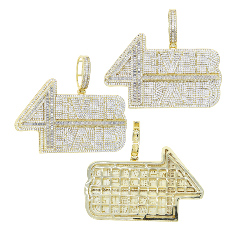 Iced Out Big 4 Ever Payed Lettre Charme Pendentif Collier avec Corde Chaîne Hip Hop Femmes Hommes Plein Pavé 5A Cubique Zircone Boss Hommes Cadeau Bijoux