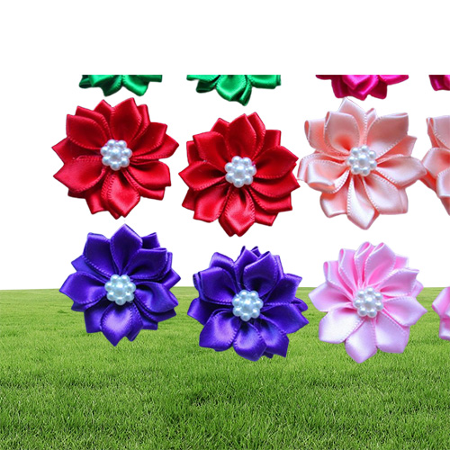 Vestuário para cães lot Pet Hair Bows Rubber Bands Pétala Flores com Pérolas Grooming Acessórios Product9987018