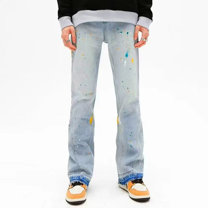 Jeans da uomo 2023 Y2K Moda Inchiostro Graffiti Bag Strappo Flash Jeans Abbigliamento da uomo Coreano Casual Jeans da donna Pantaloni Vetements Homme 231109