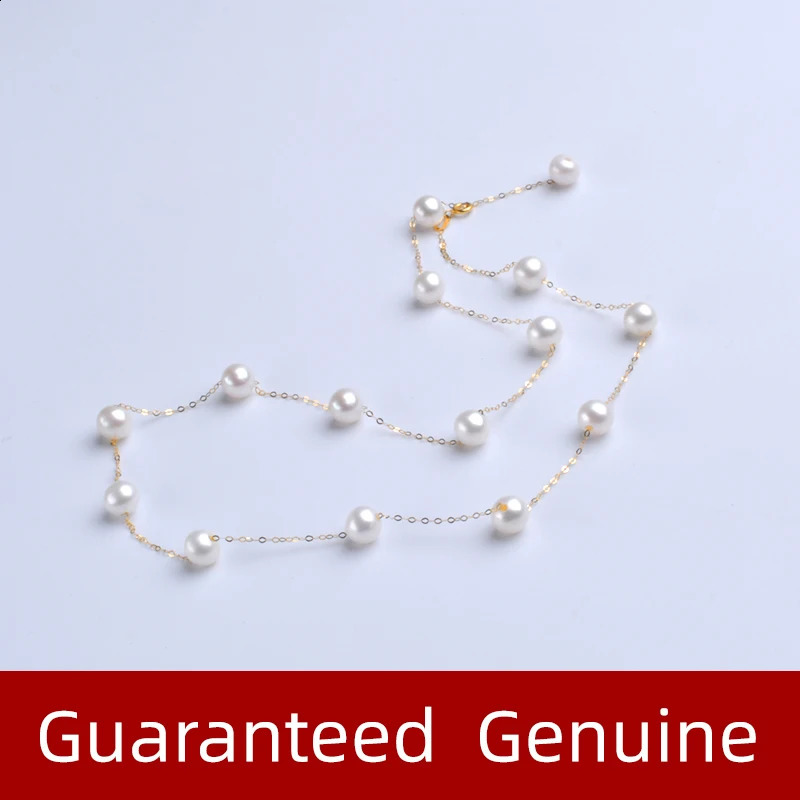 Ожерелья с подвеской XF800, ожерелье из настоящего 18-каратного золота с натуральным жемчугом Au750, ювелирные изделия, круглый подарок на годовщину для женщин, белый X628 231108