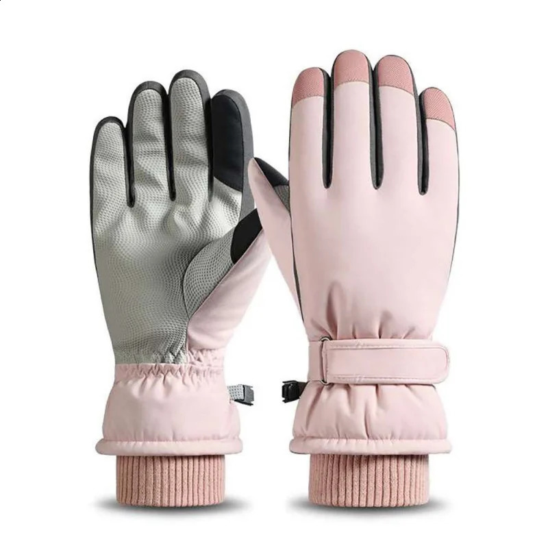 Guantes de esquí Mujeres al aire libre Montar en invierno Puede tocar la pantalla para mantener el calor y el terciopelo Impermeable antideslizante 231109