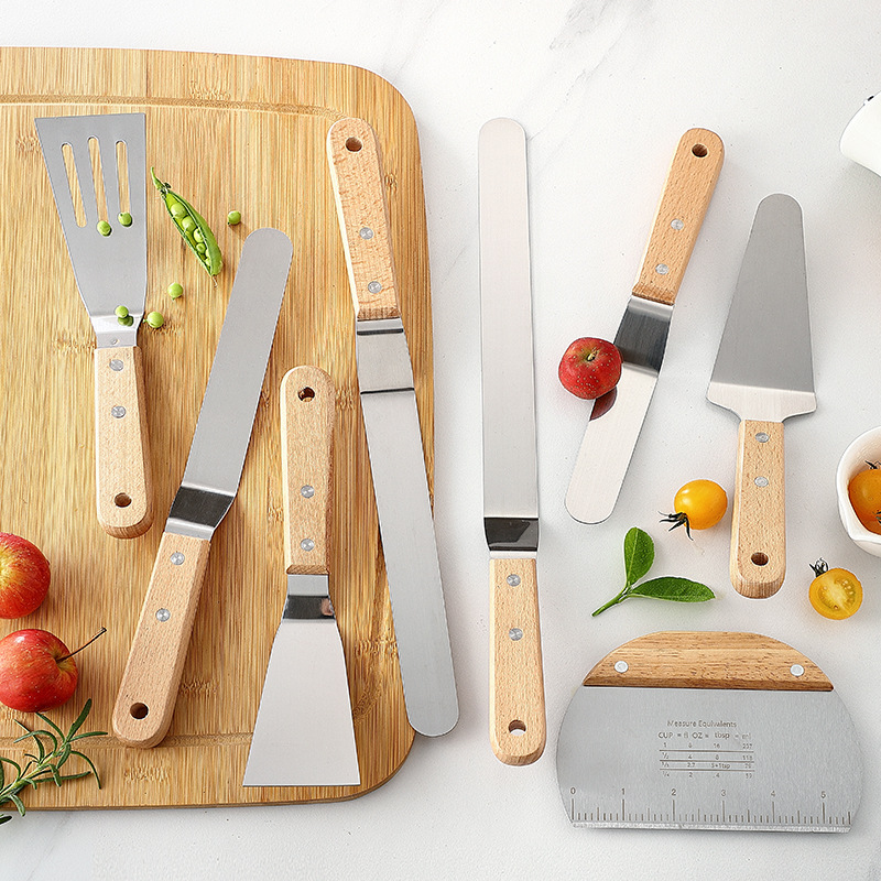 Spatule en hêtre miroir outils de cuisson légers spatule à gâteau au pain 12 