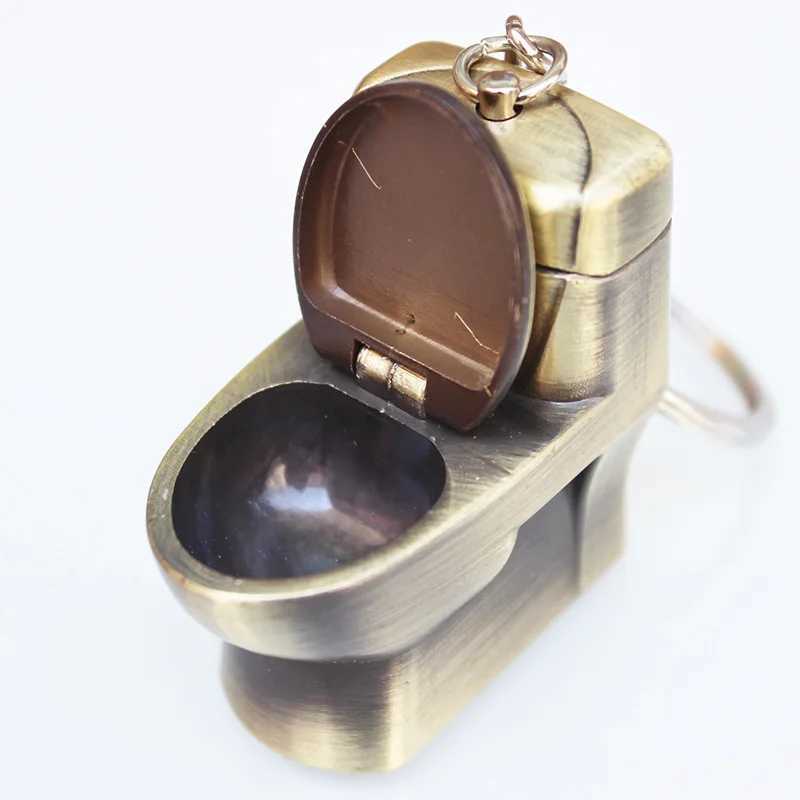 Lighters Creative Compact Toilet No Gas Lighter Key Chain Butane Smoke Inflated Bowl Bar Metal Funny Toys