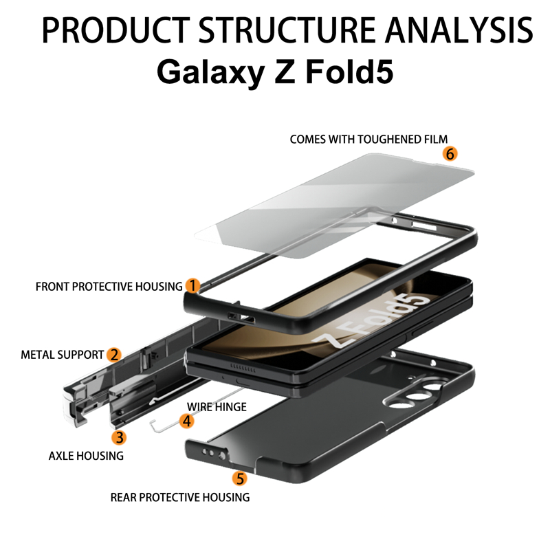 Lyxmembranläder gångjärn telefonfodral för Samsung Galaxy Folding Z Fold5 5G Invisible Bracket Full Protective Tempered Film Kickstand Fold Shell With Pen Slot