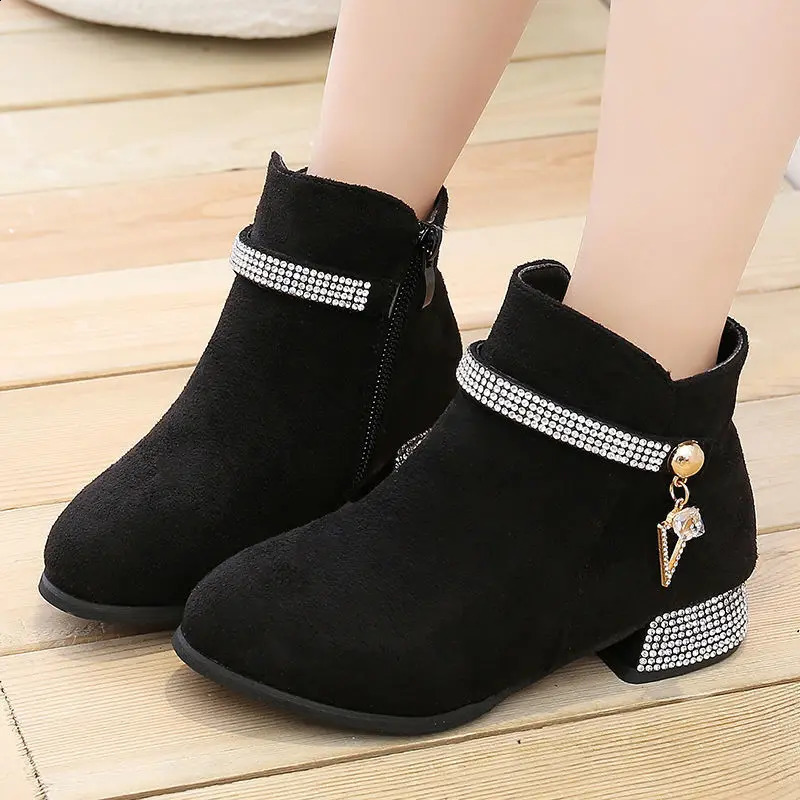 Boots Autumn Winter Kids Boots Girls Shoes Children Fashion Boots For Wedding and Party Shoes Pink Red Black 4 5 6 7 8 9 10 11-14T 231109