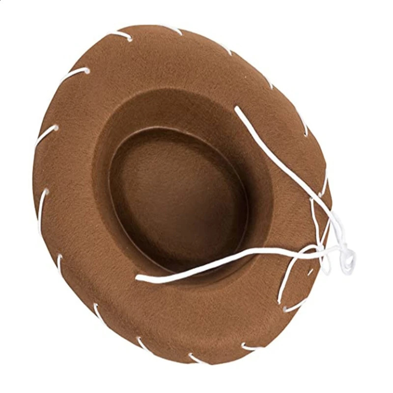 Caps Hüte 1 Stück Kinder Braun Rot Filz Cowboyhut Western Big Eaves Neuheit Weihnachten Cowgirl Kostüm für Kinder Jungen Mädchen 231109