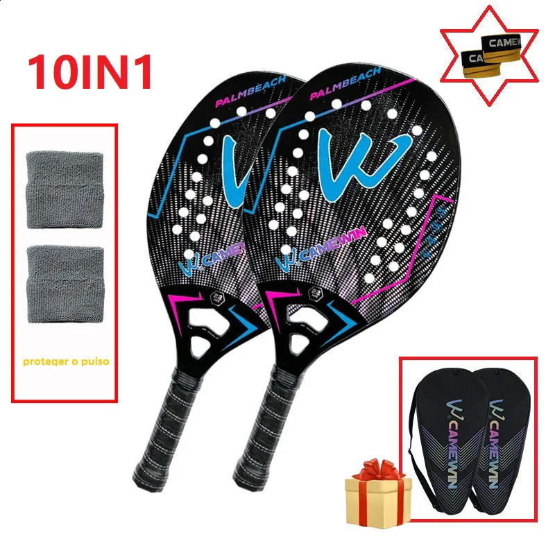 Tennis Rackets 24 Hours Raquete Beach Tennis Camewin 3K Full Carbon Fiber Rough Surface Tennis Racket With Cover Bag Send One Overglue 231109