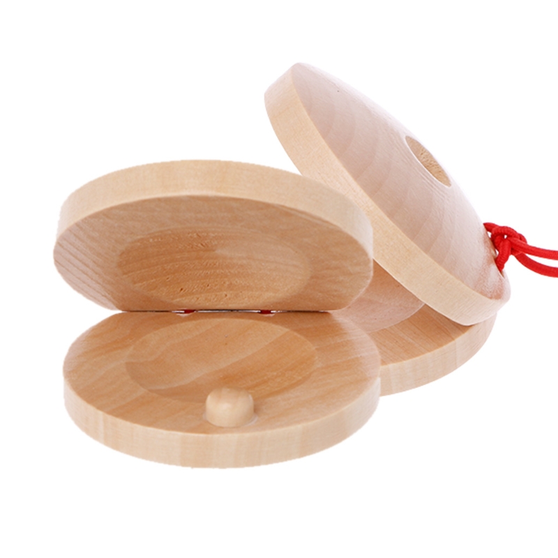 Castagnettes en bois bois Percussion Flamenco Instrument de musique enfants enfants jouets Y51D