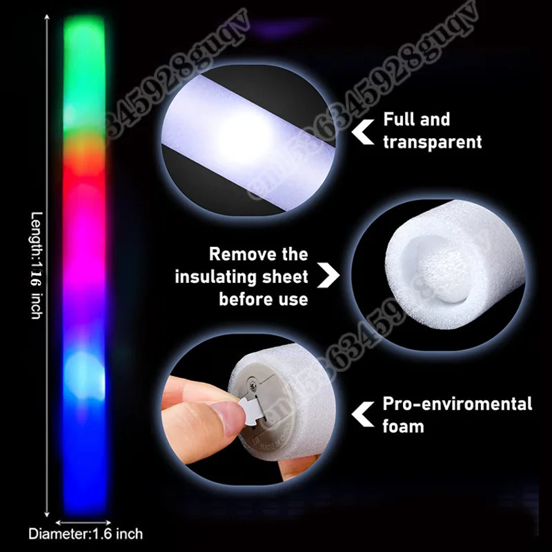 Led Rave Toy 100 pezzi LED Bastoncini luminosi in schiuma Bagliore lampeggiante Baton Cheer Tube Glow In The Dark Forniture feste di matrimonio 3 modalità Bastone lampeggiante Giocattoli 231109