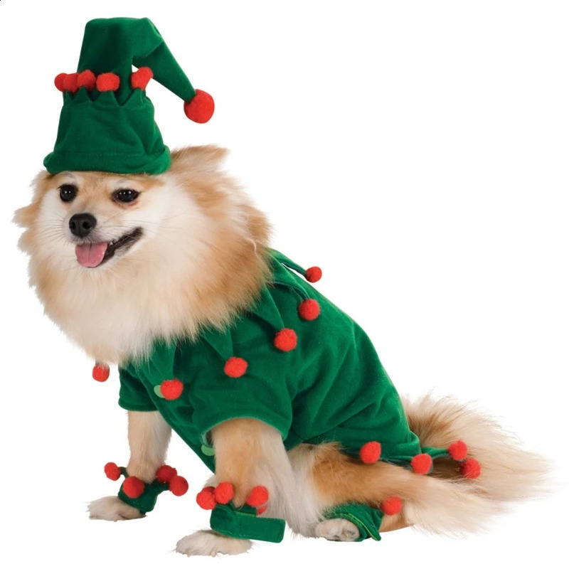 Cão vestuário 6 pçs / set cão gato traje de natal engraçado pet elf cosplay vestido com chapéu de festa pulseira kit filhote de cachorro pogal prop gatinho roupas 231110