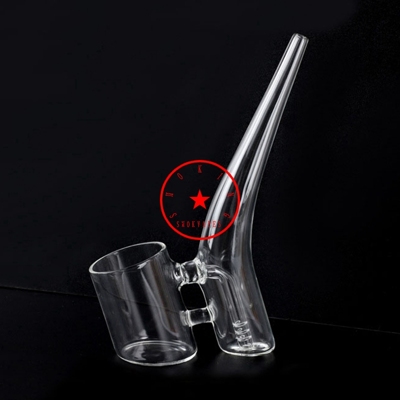 New Style Transparent Portable Stand Style Pyrex Thick Glass Dry Herb Tobacco Smoking Bong Handpipe Innovative Oil Rigs Filter Vaporizer Waterpipe Bubbler Holder