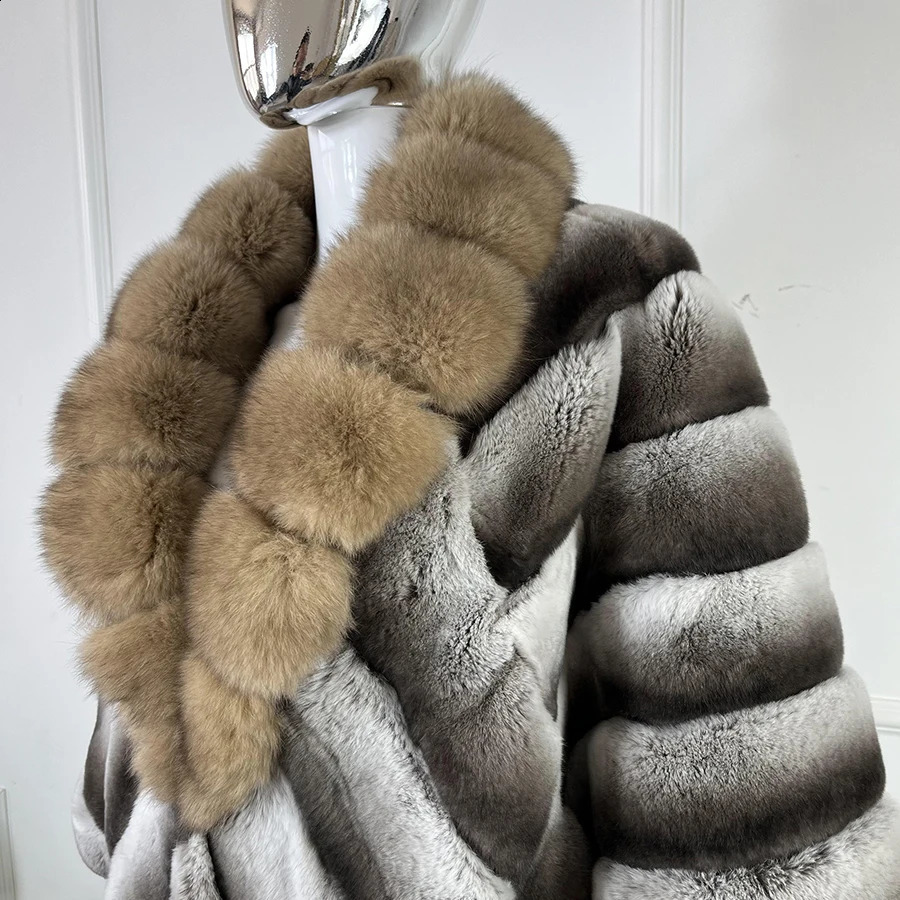 女性の毛皮のフェイクレディースジャケットリアルレックスラビットコートカラー豪華な暖かい冬のファッション服231110