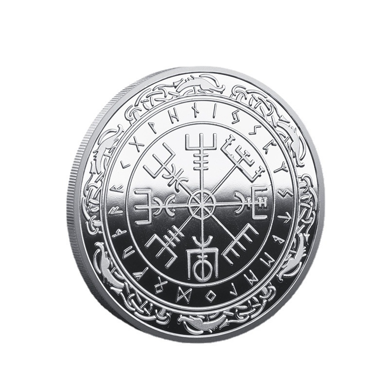 Arts and Crafts Nordic Viking Lunavin Odin Logo Compass moneda conmemorativa