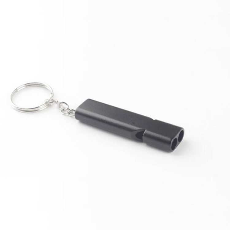 SQURE Form Aluminium Alloy Dual Tube Whistle Keychains Portable Outdoor Camping Survival Tool Car Key Holder Decoration