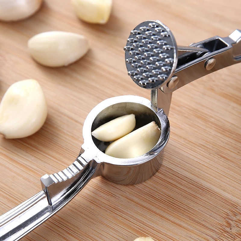 New Stainless Steel Garlic Press Crusher Kitchen Accessories Cooking Vegetables Ginger Squeezer Masher Handheld Mincer Tools Cocina