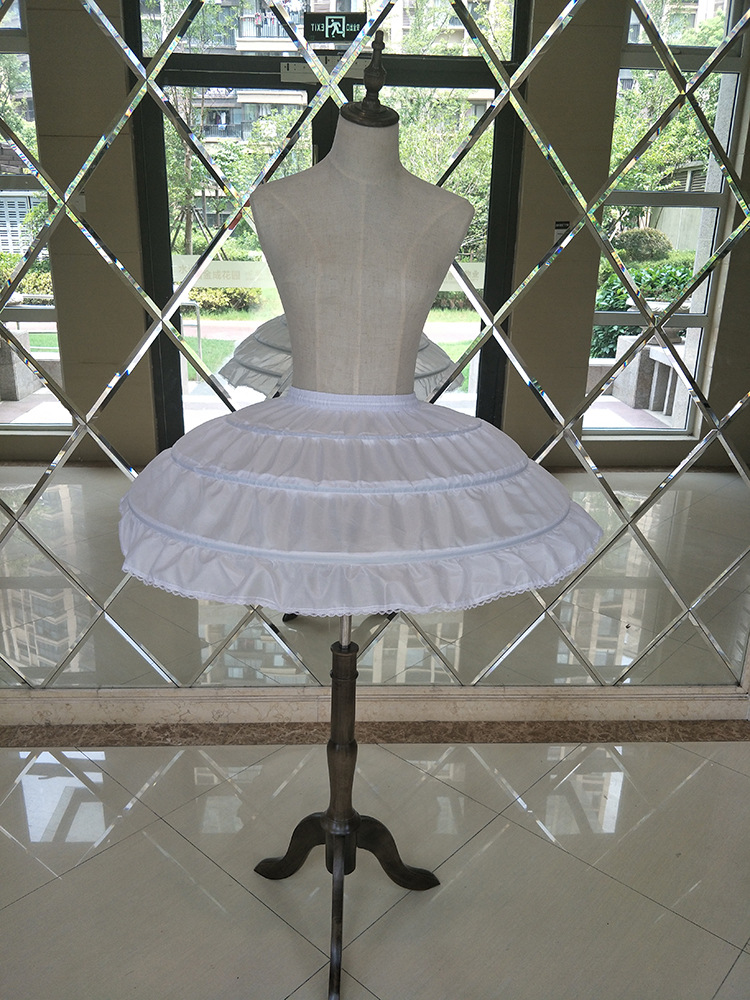 Partihandel vit 3 bågar bröllop petticoats för kort klänning balett kjol flickor crinoline elastisk midja underskirt jupon domstol