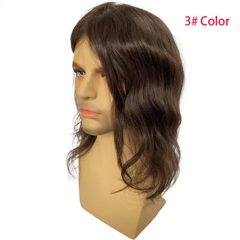 Мужские детские парики 12-дюймовый парик для мужчин Ультра тонкая кожа Мужской парик из искусственной кожи Темно-коричневый девственный человеческий волос Система замены частей для мужчин Женщин 231109