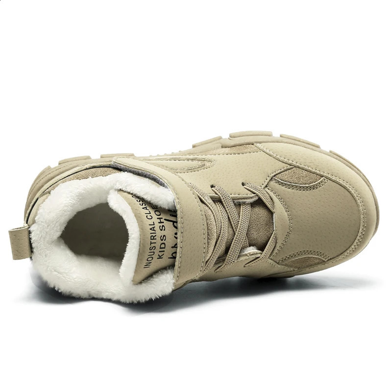 Bottes Hiver marque enfants chaussures fille garçon bottes imperméable en cuir enfants bottes de neige en peluche chaud mode baskets décontracté chaussures de plein air 231109
